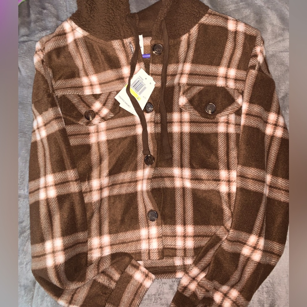 Hippie rose brown Cropped Shacket